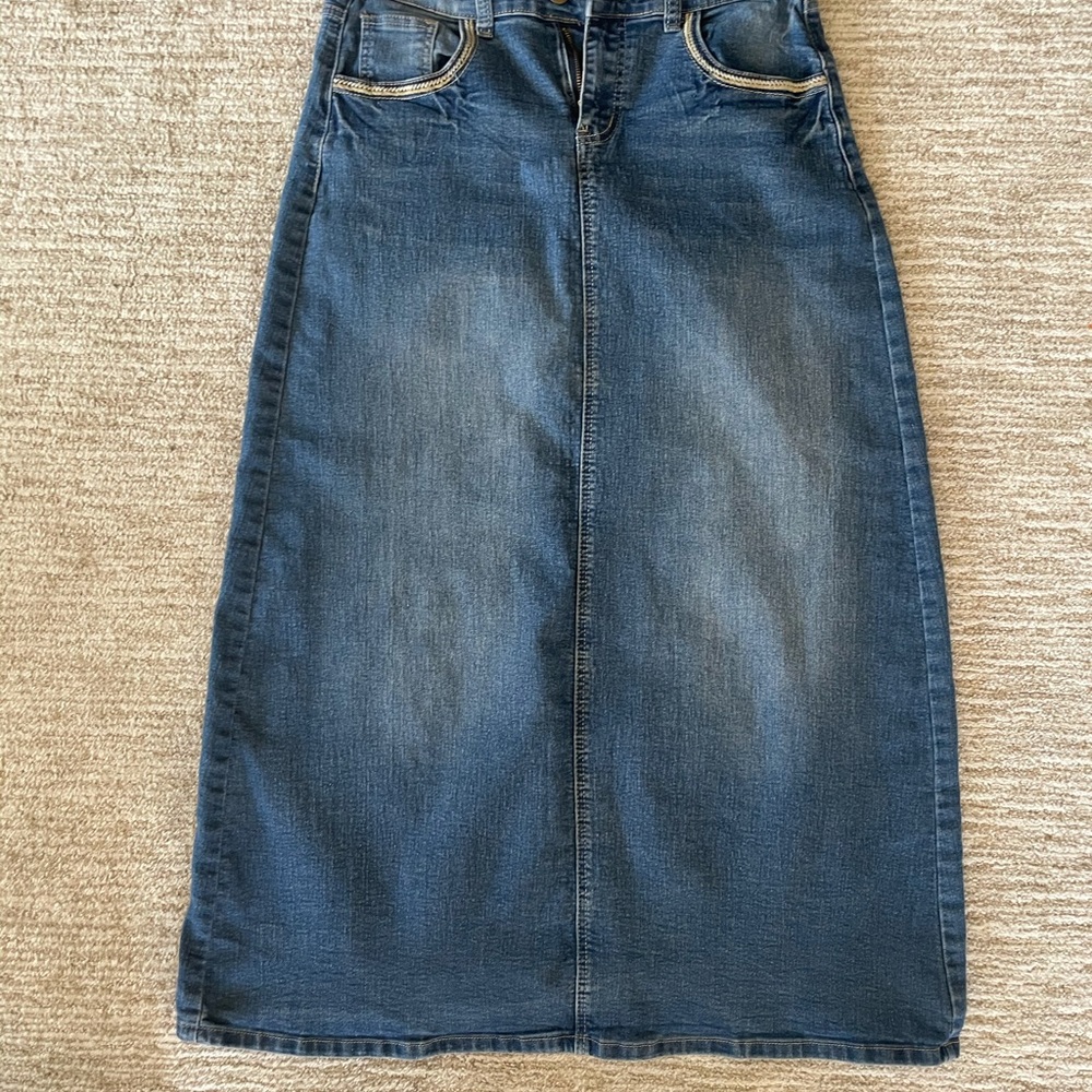 Long denim skirt